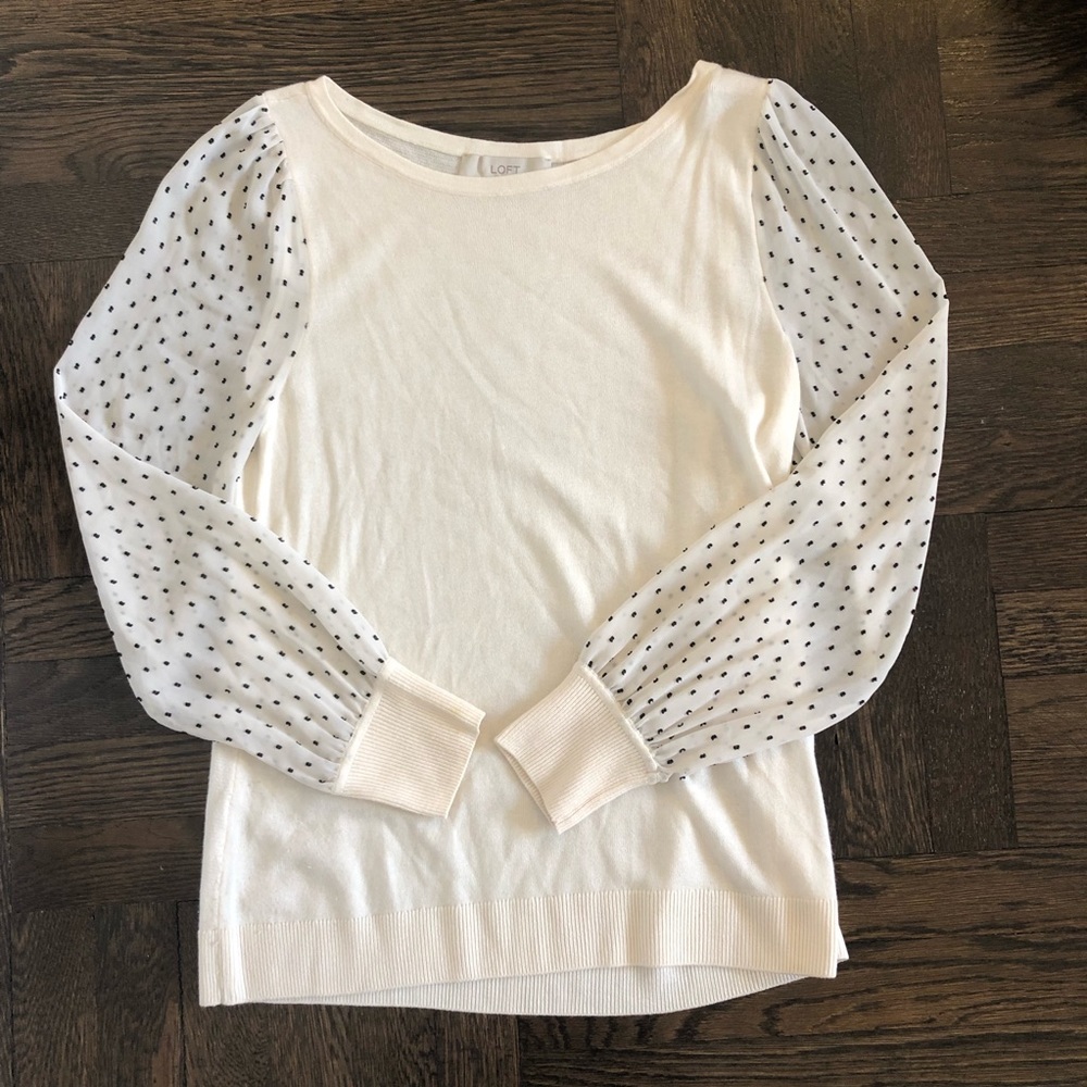 LOFT Spring Sweater with Semi-Sheer Sleeves